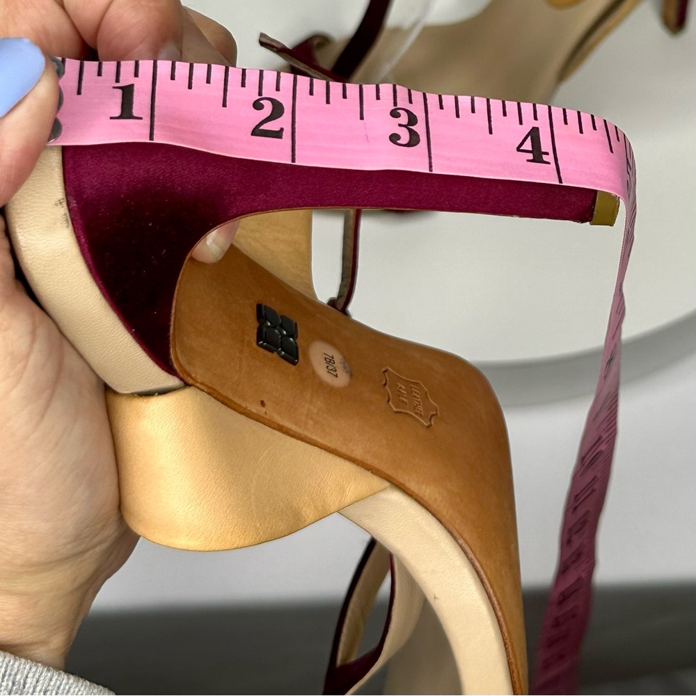 BCBGMAXAZRIA Ma-Danya Leather Angle Strap Slingback Heels Size 7B/37 - Picture 9 of 16
